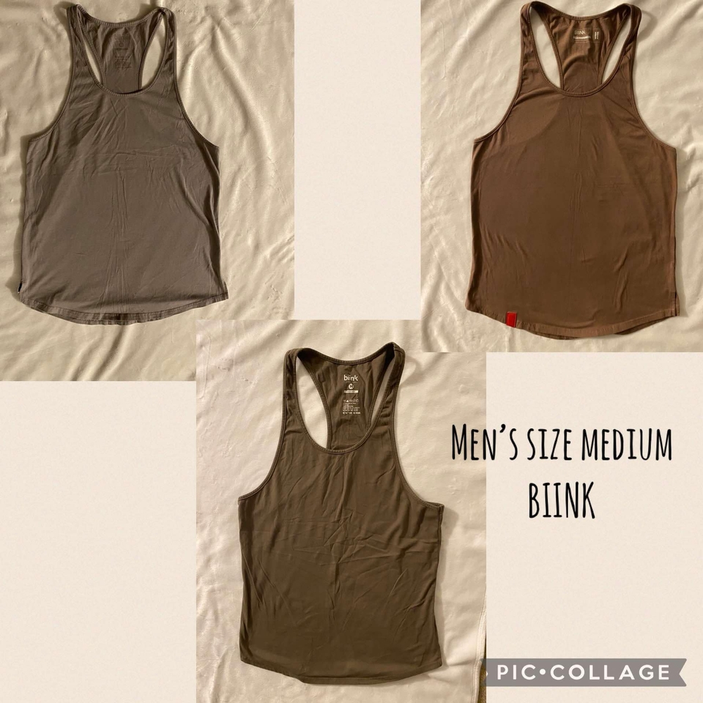 Men's Gray and Brown Tank Top